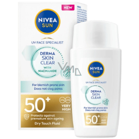 Nivea Sun Derma Skin Clear OF 50+ lekki krem do opalania 40 ml Nivea Sun Derma Skin Clear OF 50+ lekki krem do opalania 40 ml