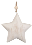 Dřevěná hvězda na zavěšení s patinou šedá 9 cm