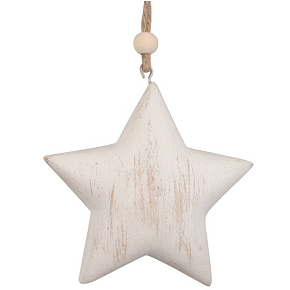 Drewniana gwiazda do zawieszenia z patyną szara 9 cm Drewniana gwiazda do zawieszenia z patyną szara 9 cm