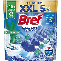 Bref Color Aktiv Eucalyptus twardy blok do WC, 5× 50 g
