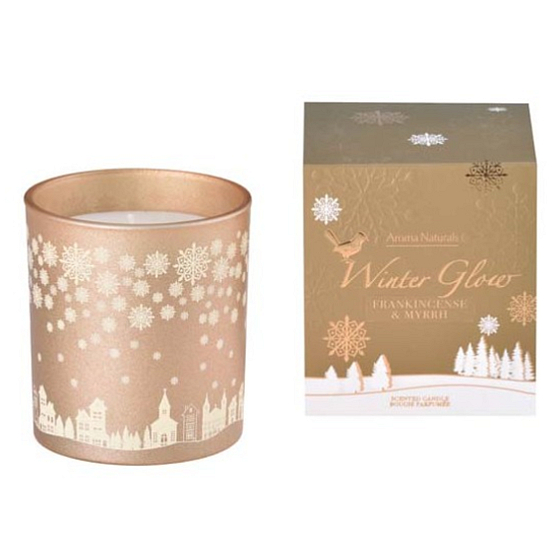 Arome Winter Glow Frankincense & Myrrh svíčka vonná sklo zlatá v dárkové krabičce 80 x 90 mm 500 g
