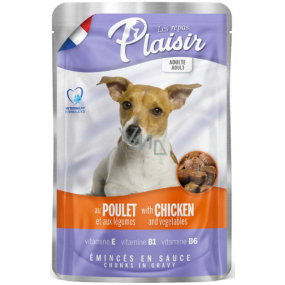 Plaisir Dog kuřecí kousky se zeleninou kompletní krmivo pro dospělé psy kapsička 100 g