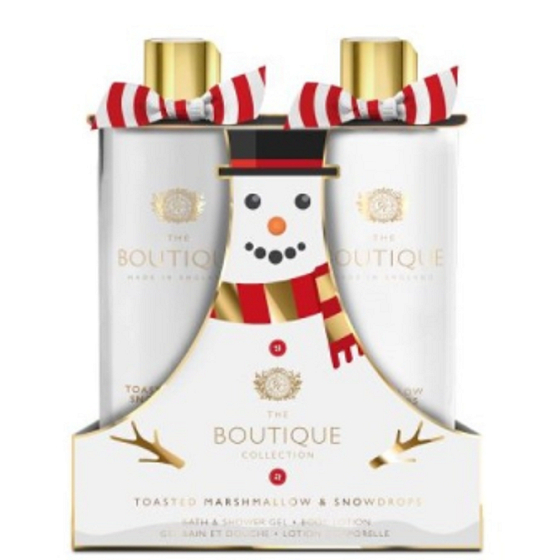 Grace Cole Toasted marshmallow & Snowdrops - Toastový marshmallow a sněženky sprchový gel 500 ml + tělové mléko 500 ml, kosmetická sada
