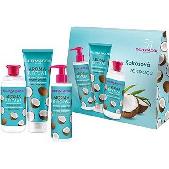 Dermacol Aroma Ritual Brazilský kokos sprchový gel 250 ml + tekuté mýdlo 250 ml + pěna do koupele 500 ml, kosmetická sada