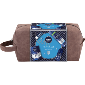 Nivea Men´s Club Protect & Care gel na holení 200 ml + balzám po holení 100 m + kuličkový antiperspirant 50 ml + Labello Men Active Care balzám na rty 4,8 g + kosmetická taška, kosmetická sada pro muže