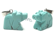 Tyrkenit Niedźwiedź wisiorek z naturalnego kamienia, ręcznie szlifowana figurka 1,8 x 2,5 x 8 mm, kamień młodzieży, szukający celu życia