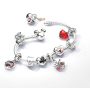 Charm Srebrna 925 Disney Mickey Mouse i Minnie Mouse - Serce - zawieszka, koralik na bransoletkę miłość