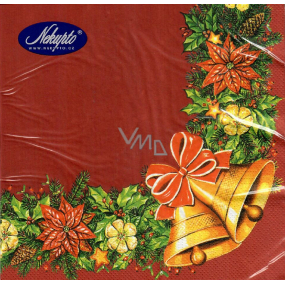 Nekupto Serwetka 33 x 33 cm NUT czerwone dzwonki w rogu