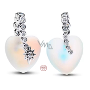 Charm Sterlingové stříbro 925 Srdce s hvězdou a opálem, symbol lásky a světla, přívěsek na náramek láska