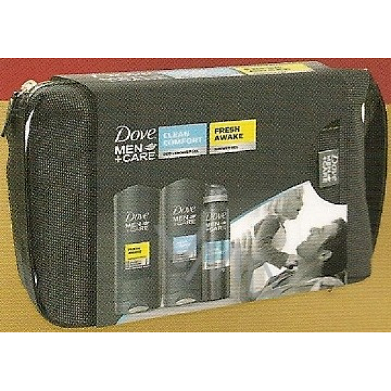 Dove Men + Care Comfort sprchový gel 250 ml + sprchový gel 250 ml + deodorant sprej 150 ml + taška, kosmetická sada