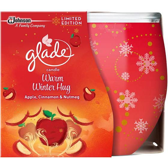 Glade Warm Winter Hug Apple, Cinnamon & Nutmeg vonná svíčka ve skle doba hoření až 30 hodin 120 g