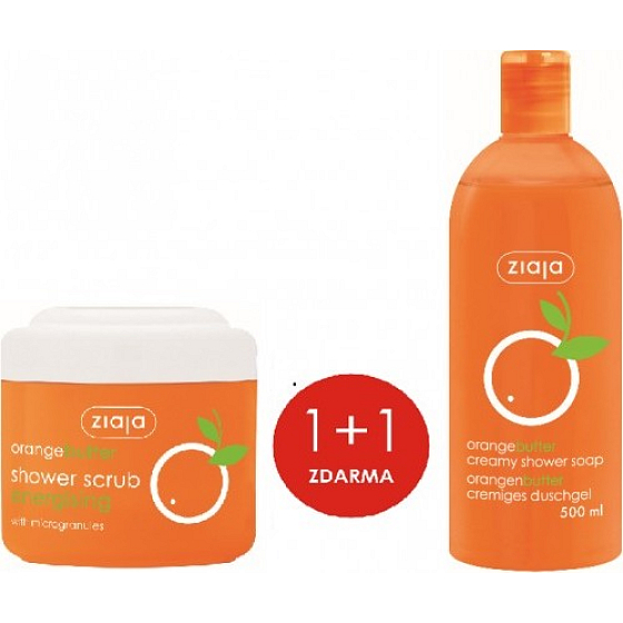Ziaja Pomerančové máslo sprchový peeling s mikrogranulemi 200 ml + sprchový gel 500 ml, duopack