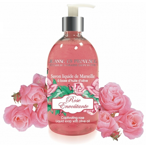 Jeanne en Provence Rose Envoutante - Podmanivá růže tekuté mýdlo na ruce dávkovač 500 ml