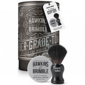 Hawkins & Brimble Men krém na holení 100 ml + štětka na holení + plechový box, kosmetická sada pro muže Hawkins & Brimble Men krém na holení 100 ml + štětka na holení + plechový box, kosmetická sada pro muže