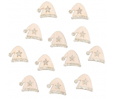 czapka drewniana z brokatem i z naklejką Naturalna 3,5 cm 12 sztuk