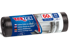 Vektex Worki na śmieci czarne 9 µ, 60 litrów 60 x 70 cm 20 sztuk