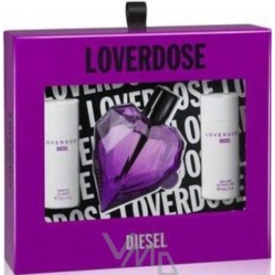 Diesel Loverdose parfémovaná voda 50 ml + sprchový gel 50 ml + tělové mléko 50 ml, pro ženy dárková sada