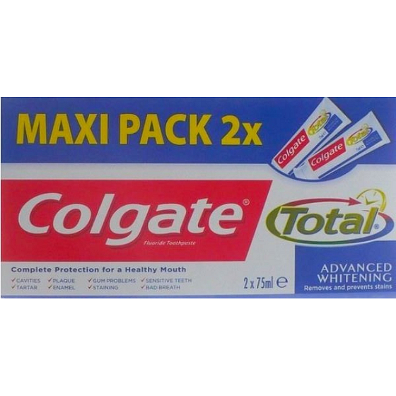 Colgate Total Advanced Whitening zubní pasta s bělicím účinkem 2x75 ml