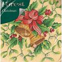 Forest Papírové ubrousky 1 vrstvé 33 x 33 cm 20 kusů Vánoční Zvonky s mašlí