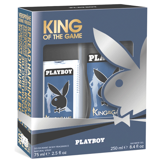 Playboy King of The Game parfémovaný deodorant sklo pro muže 75 ml + sprchový gel 250 ml, kosmetická sada