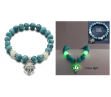Tyrkenit świecący w ciemności, zielony, bransoletka elastyczna naturalny kamień, kuleczka 8 mm / 16 - 17 cm, kamień młodych ludzi, szukających życiowego celu