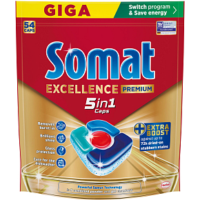 Somat tabletki do zmywarki Excellence Premium 5w1, 54 szt.