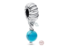Charm Sterlingové stříbro 925 Mini medailon Tyrkysově zbarvený visací, přívěsek na náramek symbol