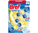 Bref Power Aktiv 4 Formula Cytrynowy WC blok dla higienicznej czystości i świeżości Twojej toalety, barwi wodę, Mega pack 3 x 50 g