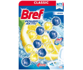 Bref Power Aktiv 4 Formula Cytrynowy WC blok dla higienicznej czystości i świeżości Twojej toalety, barwi wodę, Mega pack 3 x 50 g