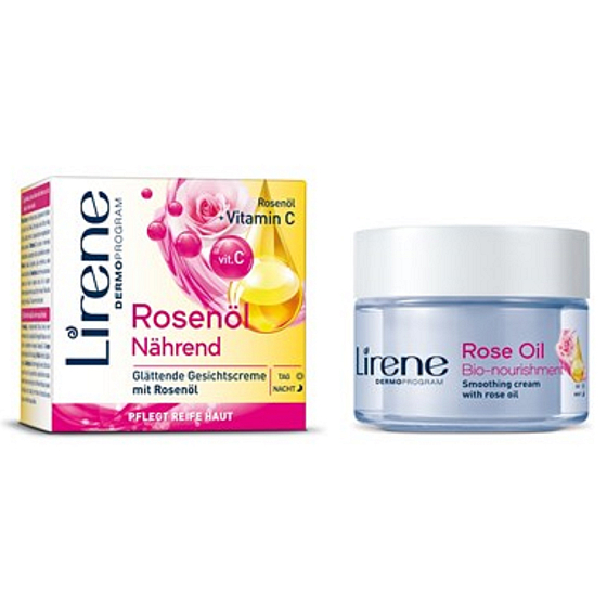 Lirene Essential Oils Rose Růžový olej vyhlazující denní a noční krém pro všechny typy pleti 50 ml