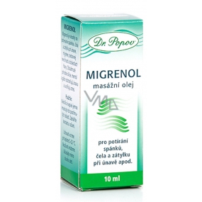 Dr. Popov Migrenol olej do masażu do smarowania snów, głowy i karku przy zmęczeniu, migrenie, nudnościach 10 ml