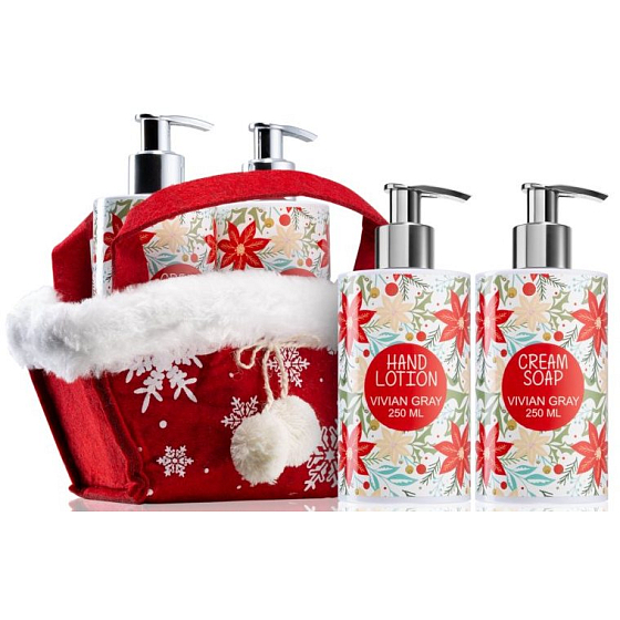 Vivian Gray Christmas White tekuté mýdlo 250 ml + mléko na ruce 250 ml, kosmetická sada