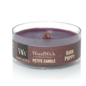 WoodWick Dark Poppy - Vlčí mák vonná svíčka s dřevěným knotem petite 31 g