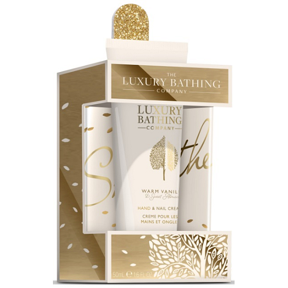Grace Cole Warm Vanilla & Sweet Almond krém na ruce a nehty 50 ml + pilník na nehty, kosmetická sada pro ženy
