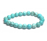 Bransoletka turkenit matowa elastyczna naturalny kamień, kuleczka 8 mm / 16 - 17 cm, kamień młodych ludzi, szukający życiowego celu