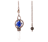 Lapis Lazuli Merkaba wahadło + łańcuszek + brąz, zawieszka z naturalnego kamienia 7,7 cm, długość ok. 26,5 cm