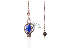 Lapis Lazuli Merkaba wahadło + łańcuszek + brąz, zawieszka z naturalnego kamienia 7,7 cm, długość ok. 26,5 cm