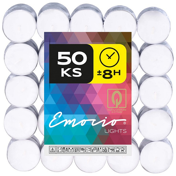 Świece zapachowe białe, czas palenia 8 godzin 50 sztuk