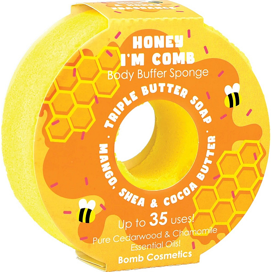 Bomb Cosmetics Honey I´m Comb Donut naturalny żel pod prysznic gąbka kąpielowa o wadze 165 g