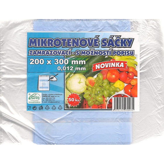 Press Mikrotenové sáčky zamrazovací s možností popisku 200 x 300 mm 50 kusů