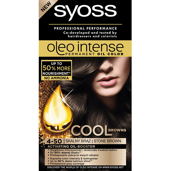 Syoss Oleo Intense Color barva na vlasy bez amoniaku 4-50 Tmavý ledově hnědý