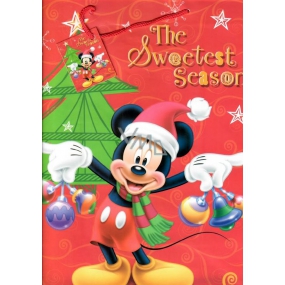 Ditipo Dárková papírová taška 26,4 x 12 x 32,4 cm Disney Mickey Mouse drží ozdoby