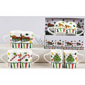Świąteczny ceramiczny kubek design mix Dary, Choinka, Czapeczka, Christmas Candy 340 ml 2 sztuki w pudełku
