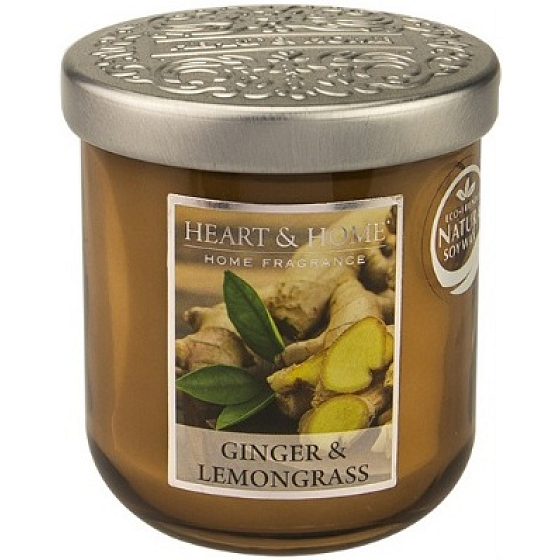 Heart & Home Zázvor a citronová tráva Sojová vonná svíčka velká hoří až 70 hodin 340 g