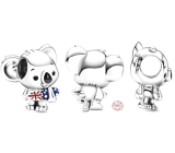 Charm Srebrny 925 Surfujący koala z australijską flagą, koralik na bransoletkę podróżniczą