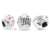 Zawieszka ze srebra 925 Słodki cupcake, koralik do bransoletki, jedzenie i picie