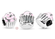 Zawieszka ze srebra 925 Słodki cupcake, koralik do bransoletki, jedzenie i picie