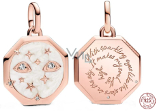 Zawieszka ze srebra próby 925 Iskrzące Oczy - Mini Medalion, zawieszka do bransoletki symbol