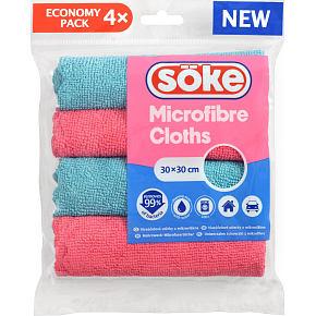 Spontex Söke Mikrofibre Cloths wielofunkcyjne ściereczki z mikrofibry 30 × 30 cm, 4 szt