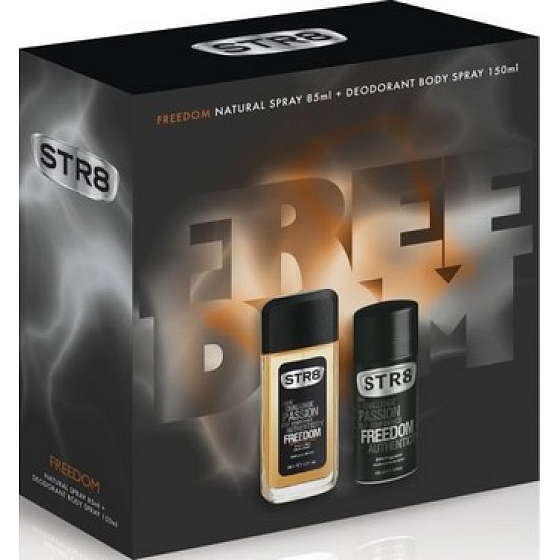 Str8 Freedom parfémovaný deodorant sklo pro muže 85 ml + deodorant sprej 150 ml, kosmetická sada